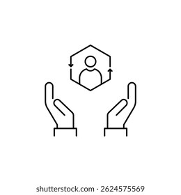 Icono de cuidado Cliente. Icono de Vector de cuidado Cliente en diseño de estilo de línea. Símbolo de Cuidado del Cliente. Ilustración vectorial.