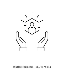 Icono de cuidado Cliente. Icono de Vector de cuidado Cliente en diseño de estilo de línea. Símbolo del cuidado del Cliente en el fondo blanco.