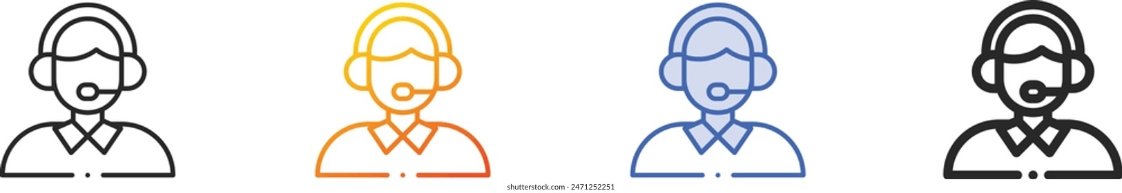 customer care icon.Thin Linear, Gradient, Blue Stroke and bold Style Design Isolated On White Background