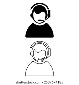 Customer Care Man with Microphone Icon Vector for Support and Call Center Designs