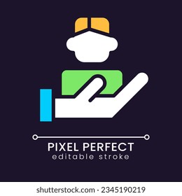 Customer care pixel perfect RGB color icon for dark theme. Client friendly environment. Business service. Simple filled line drawing on night mode background. Editable stroke. Poppins font used