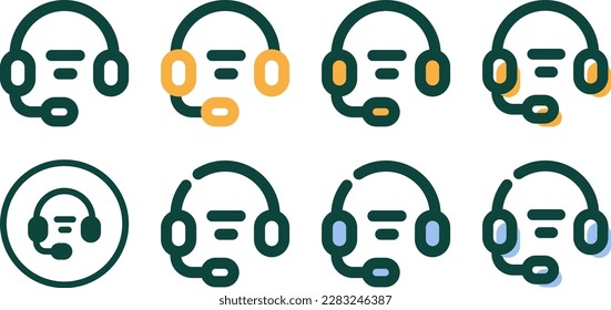 customer care service help and support center icon set