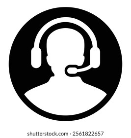 Customer Care Service and Support Icon. Customer support operator with headset icon. Customer service icon. Customer care icon. Avatar wearing headphones with mic.  Call center, consultant