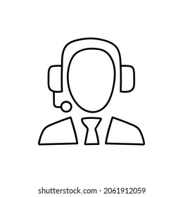 Customer care shop icon in flat black line style, isolated on white background 