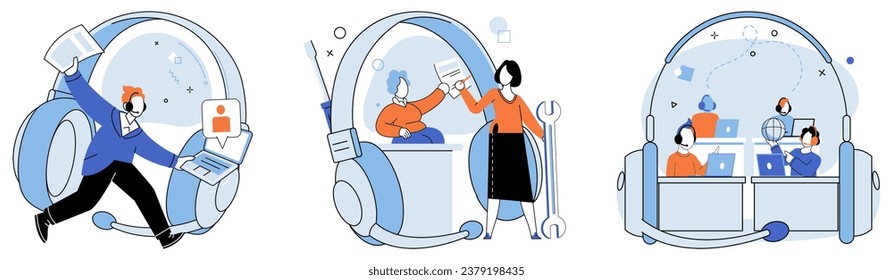 Customer care. Vector illustration. A customer care assistant is trained to provide prompt and reliable support The customer care team is always ready to assist customers with their inquiries