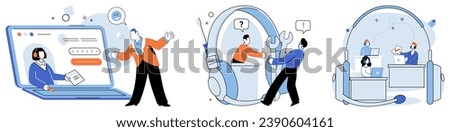 Customer care. Vector illustration. Effective communication is key to providing excellent customer care The occupation customer care representative requires strong interpersonal skills Management