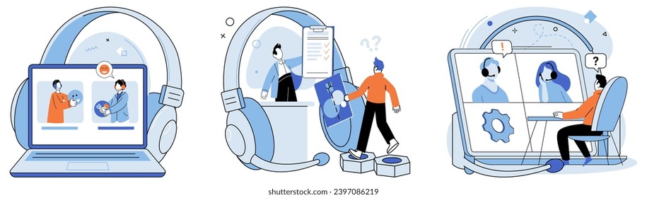 Customer care. Vector illustration. Providing valuable advice is essential part customer care The internet plays crucial role in facilitating communication for customer care A customer care occupation