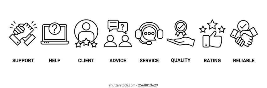 Customer care web icon vector illustration concept with icon of help, client, advice, chat, service, reliability, quality, and satisfaction