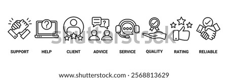 Customer care web icon vector illustration concept with icon of help, client, advice, chat, service, reliability, quality, and satisfaction