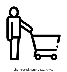 Customer Cart Icon Vector. Outline Customer Cart Sign. Isolated Contour Symbol Illustration