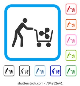 Customer Cart Ripple icon. Flat grey iconic symbol in a blue rounded frame. Black, gray, green, blue, red, orange color additional versions of Customer Cart Ripple vector.