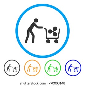 Customer Cart Ripple rounded icon. Style is a flat gray symbol inside light blue circle with bonus color versions. Customer Cart Ripple vector designed for web and software interfaces.
