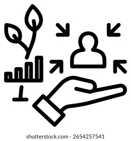 Ilustração do vetor da linha do ícone de crescimento centrado no cliente