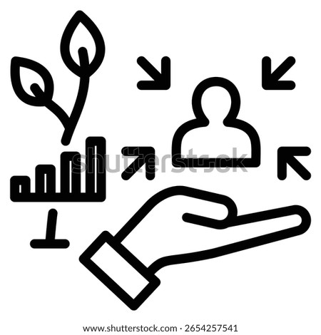 Customer Centric Growth Icon Line Vector Illustration