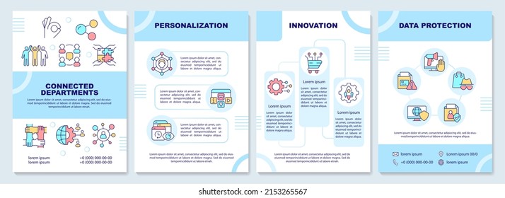 Customer centric product development brochure template. Leaflet design with linear icons. 4 vector layouts for presentation, annual reports. Arial-Black, Myriad Pro-Regular fonts used
