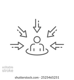 Customer centricity icon. Simple outline style. Centric consumer, client first approach, person, central, people, human focus concept. Thin line symbol. Vector illustration isolated. Editable stroke.