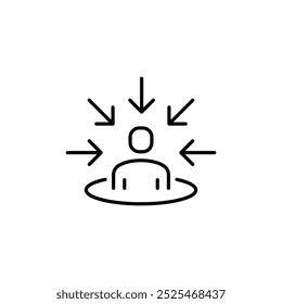 Customer centricity icon. Simple outline style. Centric consumer, client first approach, person, central, people, human focus concept. Thin line symbol. Vector illustration isolated.