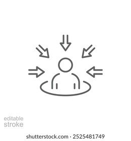 Customer centricity icon. Simple outline style. Centric consumer, client first approach, person, central, people, human focus concept. Thin line symbol. Vector illustration isolated. Editable stroke.