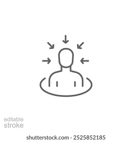 Customer centricity icon. Simple outline style. Centric consumer, client first approach, person, central, people, human focus concept. Thin line symbol. Vector illustration isolated. Editable stroke.