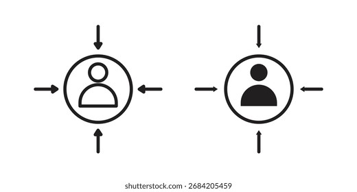 Icono de centricidad Cliente para Diseños web. Conjunto de iconos de contorno y Clipart