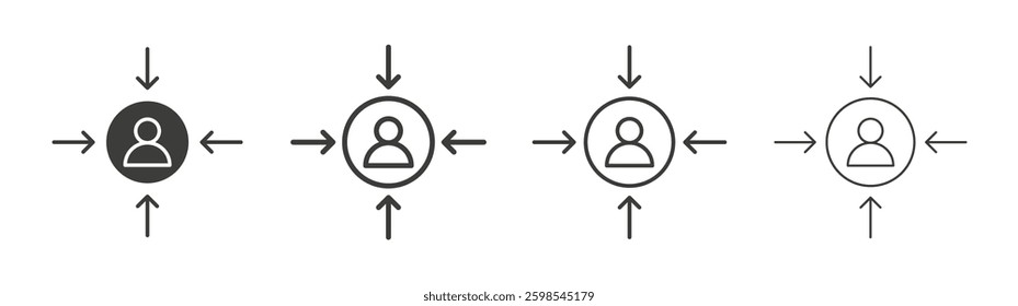 Customer centricity line icon vector illustration set.