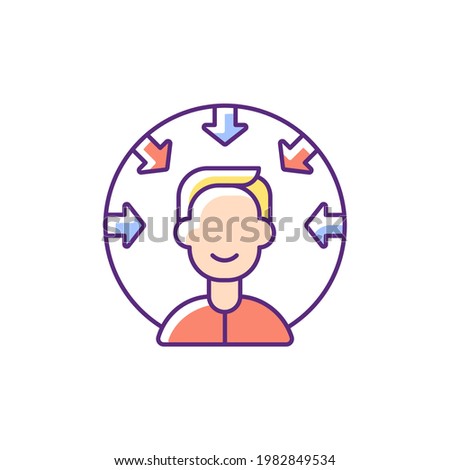 Customer centricity RGB color icon. Consumer satisfaction. Client centric business. Service with integrity. Core corporate values. Work management and administration. Isolated vector illustration