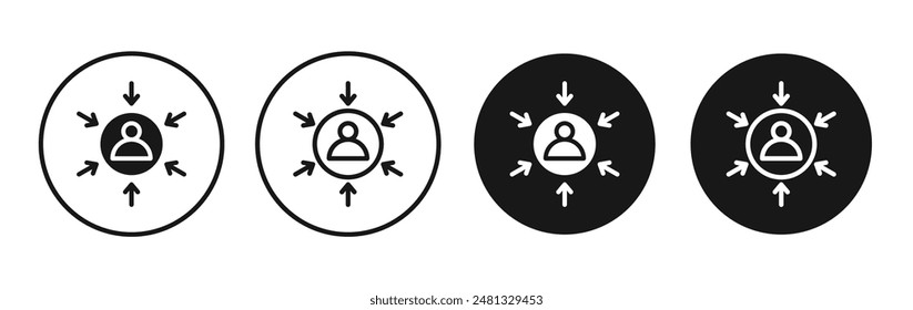 Customer centricity vector icon set black filled and outlined style.