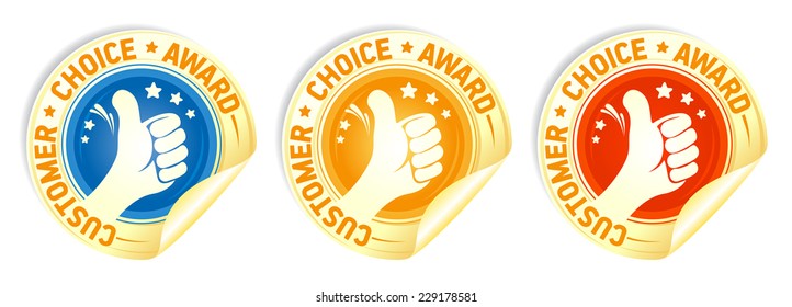 Customer choice award stickers set. 