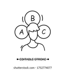 Customer Choice Icon. Client Avatar With Choice Options Pictogram. Marketing Research, Feedback Collection Strategy And Consumer Journey Map Concept. Editable Stroke Vector Linear Illustration.