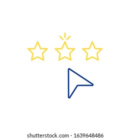 customer choose a good web rating icon. concept of competition, give us your feedback, excellent assessment, leaving review for app. linear three stars. simple sign isolated on white background