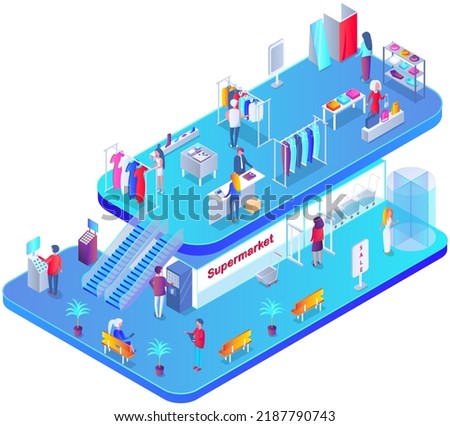 Customer choosing clothes in store. Shop assistant consultant helps buyer to choose product during shopping. Purchaser service in mall. People stand near hangers with clothes in store or boutique