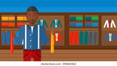 Customer choosing neckties.