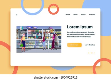 Customer choosing shampoo in store. Beauty care shop, hair, showcase flat vector illustration. Cosmetics, lifestyle, glamour concept for banner, website design or landing web page
