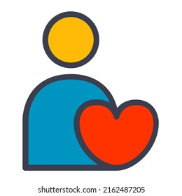 Customer Client Loyalty, Favorable, Testimonial, Reviews, Satisfaction In Color Filled Icon. Love Heart Symbol