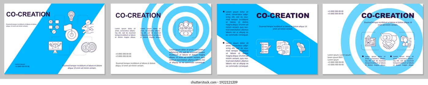 Customer Co Creation Idea Brochure Template. Flyer, Booklet, Leaflet Print, Cover Design With Linear Icons. Fan Contest Best Idea. Vector Layouts For Magazines, Annual Reports, Advertising Posters