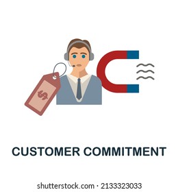 Customer Commitment Flat Icon. Colored Element Sign From Company Value Collection. Flat Customer Commitment Icon Sign For Web Design, Infographics And More.