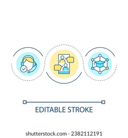 Customer consulting improvement loop concept icon. Effective communication in business abstract idea thin line illustration. Isolated outline drawing. Editable stroke. Arial font used