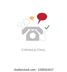 customer consulting support service concept chat bubble speech online call line style white background