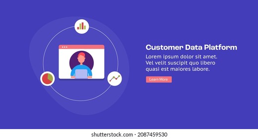 Customer Data Platform, Customer Profile Analysis, Digital Communication, Customer Data Collection Software - Vector Illustration Landing Page Template