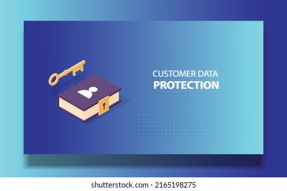 Customer Data Protection Web Banner Concept, Customer Data Security And Privacy. Personal Data Protection Web Banner. Used For Landing Page, Banner, Background, Education, Projects, Header.