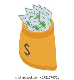 Customer database money bag icon. Isometric of customer database money bag vector icon for web design isolated on white background