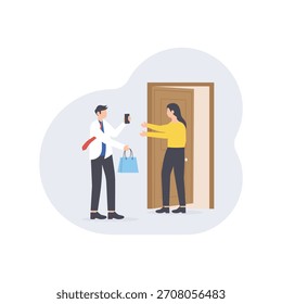 Customer Delivery Flat Vector Illustration EPS 10 File 	
