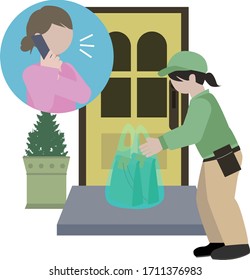 Un cliente y personal de entrega.