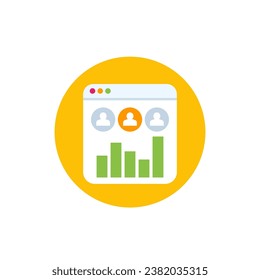 customer demographics analysis icon, flat vector