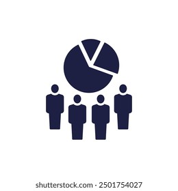 Customer demographics icon, people and pie chart