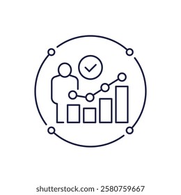 Customer demographics line icon with a graph