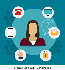 Customer design over blue background, vector illustration.