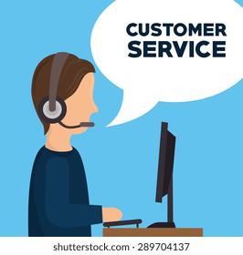 Customer design over blue background, vector illustration.