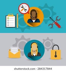 Customer design over colorful background, vector illustration.