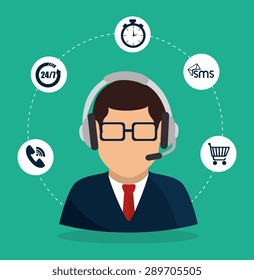 Customer design over green background, vector illustration.